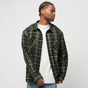 Urban Classics Boxy Fane Check Shirt vert
