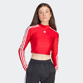 adidas Originals 3-Streifen Cropped Longsleeve rot
