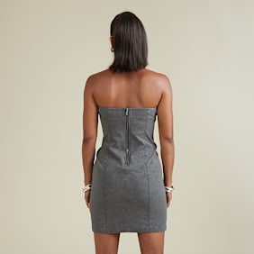 SNIPES Faux Leather Bandeau Mini Dress gris