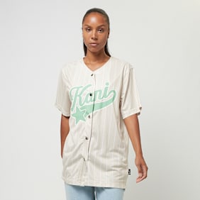 Karl Kani Woven Signature Pinstripe Baseballshirt beż
