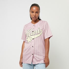 Karl Kani Woven Signature Pinstripe Baseballshirt morado