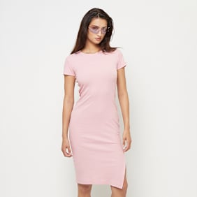 Karl Kani Small Signature Rib Short Sleeve Dress różowy