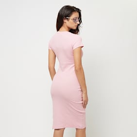 Karl Kani Small Signature Rib Short Sleeve Dress różowy