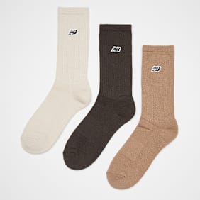 New Balance 3 PACK - Essentials Cushioned Crew Socks- Plack Patch Logo beige