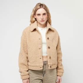 Urban Classics Ladies Short Sherpa Button Jacket bege