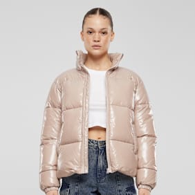 Urban Classics Recycled Short Shiny Puffer Jacket beige