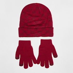 Nike   JAN MONOGRAM BEANIE SET black czerwony