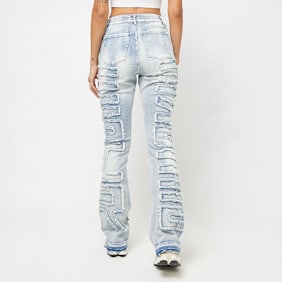 Smoke Rise Fray Denim Stack Pants bleu