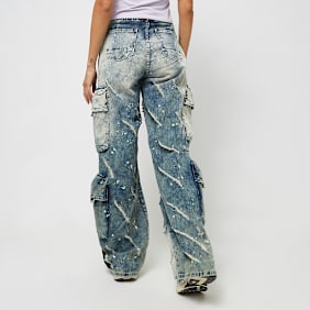 Smoke Rise Distressed High Rise Wide Leg blauw