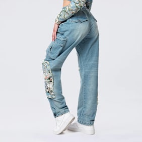 Smoke Rise Straight Tapestry Jeans bleu
