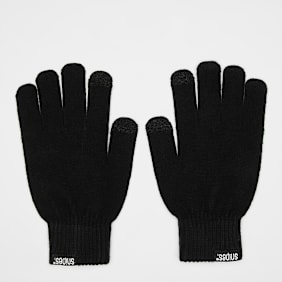 SNIPES Woven Basic Logo Knitted Gloves black noir
