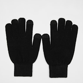 SNIPES Woven Basic Logo Knitted Gloves black noir
