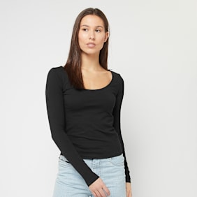 Urban Classics Wide Neck Longsleeve zwart