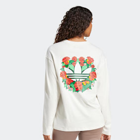 adidas Originals T-shirt Manches Longues Trefoil avec Imprimé au Dos blanc