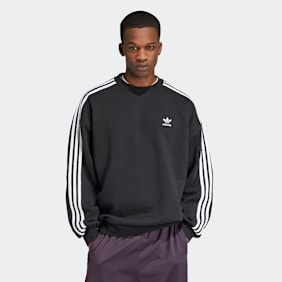 adidas Originals Oversized 3-Stripes Crew Sweatshirt preto