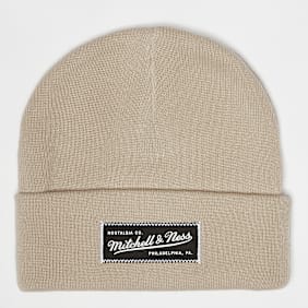 Mitchell & Ness Branded Patch Logo Beanie beige