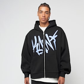 Karl Kani WOVEN SIGNATURE KANI TAG ZIP HOODIE black/light blue crna
