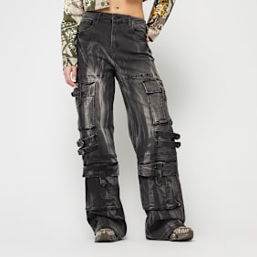 Smoke Rise High Rise Multi Cargo Wide Leg Jeans grijs