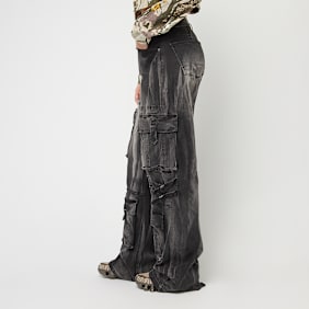 Smoke Rise High Rise Multi Cargo Wide Leg Jeans grijs