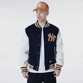 New Era MLB Floral Varsity Jacket New York Yankees blau