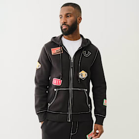 True Religion Patch Big-T Zip Hoodie preto