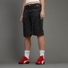 SNIPES S Cube Inside Out Baggy Denim Shorts czarny