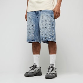 zəяo si:x nœf Primary Logo Embossed Denim Shorts blauw