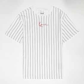 Karl Kani Small Signature Essential Pinstripe Tee Junior branco