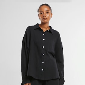 Urban Classics Ladies Oversized Musselin Blouse schwarz
