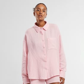 Urban Classics Ladies Oversized Musselin Blouse lichtroze