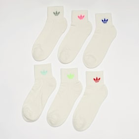 adidas Originals 6 PACK - adicolor Trefoil Ankle Socken wit