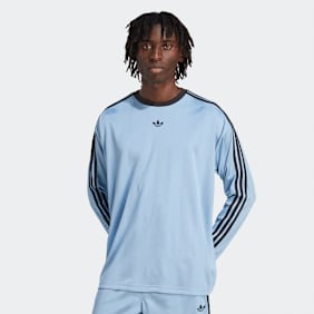 adidas Originals Camiseta de Manga Larga de Jacquard Jersey azul
