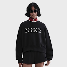 Nike W NSW PHNX FLC CREW GLS black rosa