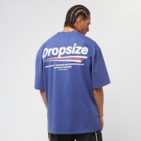 DropSize Heavy Oversized Three Lines Back T-Shirt blau