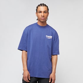 DropSize Heavy Oversized Three Lines Back T-Shirt bleu