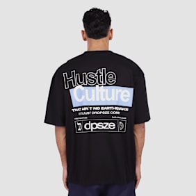 DropSize Heavy Oversize Hustle Culture T-Shirt noir