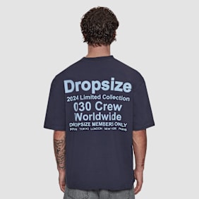 DropSize Heavy Oversized World Wide T-Shirt bleu