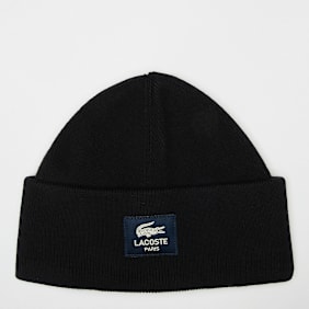 Lacoste Woven Label Beanie zwart