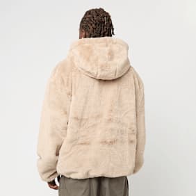 Urban Classics Full Zip Faux Fur Hoodie bege