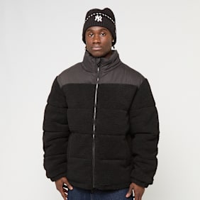 Urban Classics Fabric Mix Teddy Puffer Jacket zwart