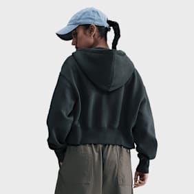 Nike Sportswear Phoenix Fleece Loose Full-Zip Cropped Hoodie crna