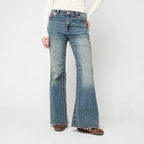True Religion Katrina High Rise Flare Flap Big T niebieski