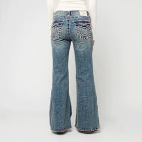 True Religion Katrina High Rise Flare Flap Big T niebieski