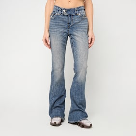 True Religion Joey Low Rise Flare Flap blau