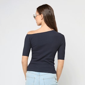 Urban Classics Ladies Organic Asymmetric Rib Tee azul