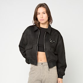 Karl Kani Signature Faux Suede Oversized Bomber Jacket schwarz