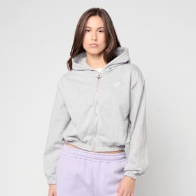 Felicious Cropped Terry Zip Hoodie cinzento
