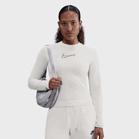 Nike   Sportswear Tight Cropped Long-Sleeve T-Shirt szary