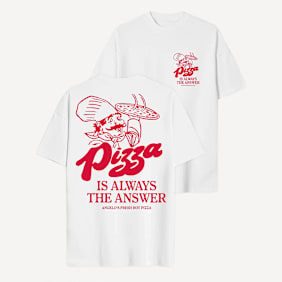 Another Cotton Lab Pizza is always the Answer Oversized T-Shirt bianco