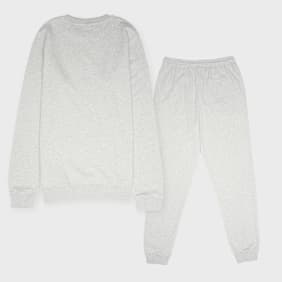 New Balance French Terry Stacked Logo Crew & Jog Set gris